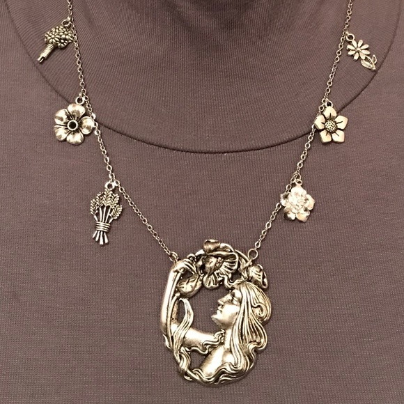 Ophelia's Flowers Handmade Silver Charm Necklace, Hamlet by William Shakespeare - Picture 3 of 16